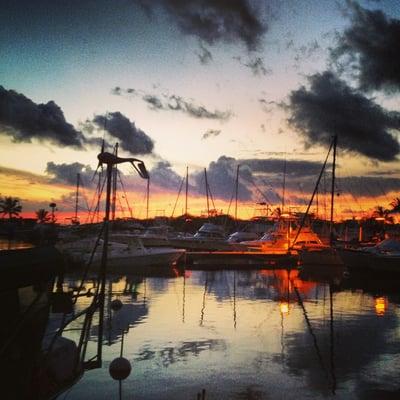 Harbor at sunset