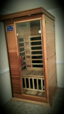 Sauna at Atlantic Massage studio for clients to use.