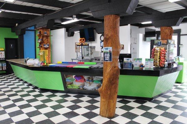 The Snack Shak is where you head to get your club and ball for Mini Golf and grab a snack and drink. Bathrooms are also located here.