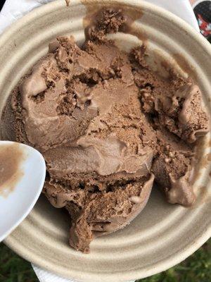 3/24/18. Saturday afternoon. Crawfest! Betty Virginia Park. Sweetport Ice Cream flavour Muddy Gras! Deep, rich chocolate!