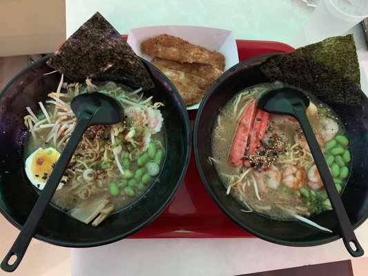 Katsu ramen and Shrimp and Crab ramen