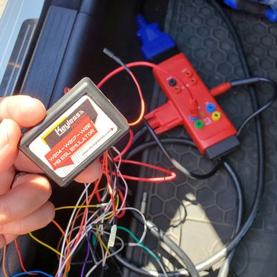 CKD tech programming an ESL emulator on a w207 Mercedes when original ESL failed and car wouldn't start.