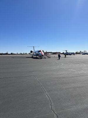 Boarding the plane