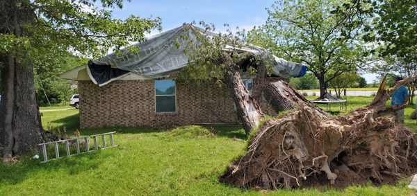 This is a storm relief job we did in Alba Tx. Job was completed. Craned it off. Laid it down cut it up.