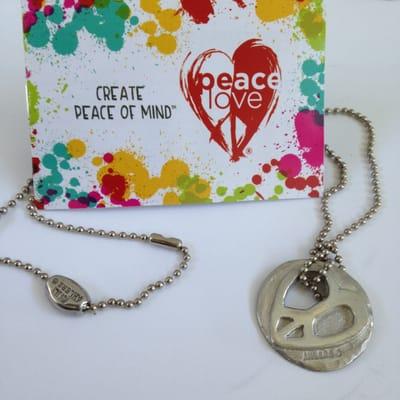 Custom Necklace or Key chain made by artist Gail Ahlers to help raise money for PeaceLove Studios. Order your now for only $20.