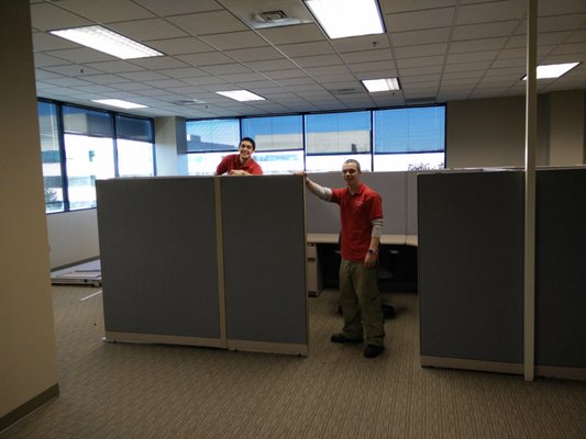 This is our team members starting to disassemble cubicles for a total office clean out. 10 trucks in total, 3 teams, 2 days.