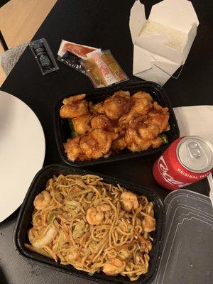 Shrimp Lo mein & General Tso's Shrimp