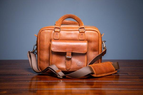 Tan leather, Range bag.