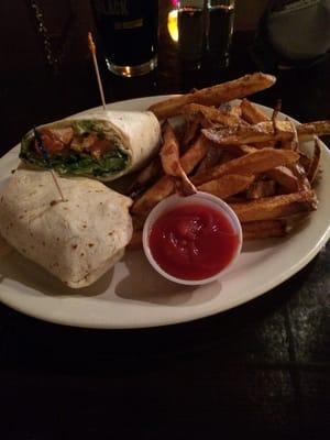 Buffalo chicken wrap with fresh-cut fries