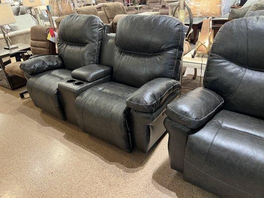 Top-grain charcoal leather made by Best Home Furnishings out of Indiana, USA!