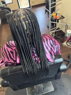 Medium large knotless braids