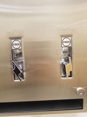 Free menstrual products in ladies room