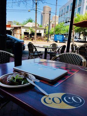 Nice view at today's GMAT tutoring venue in Houston, fueling up with CoCo's gluten free crepes per Perlmutter book "Brain Maker."