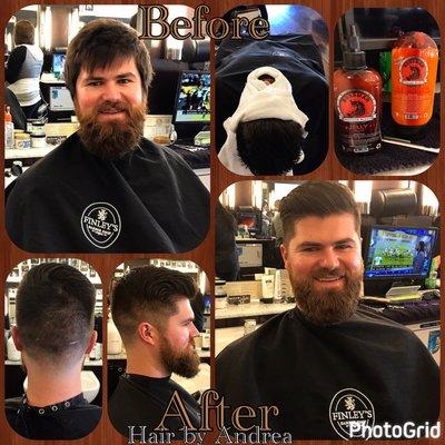 Haircut, Beard Trim, & Condition by Andrea