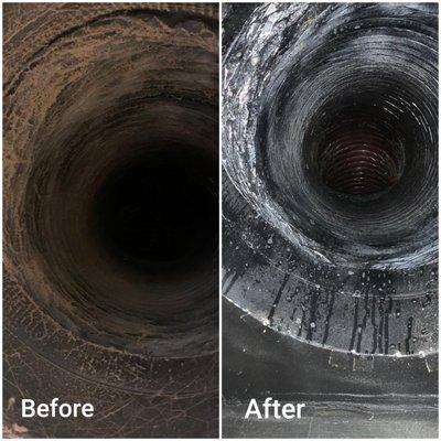 Air duct cleaning before and after