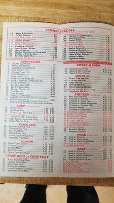 2nd half of menu