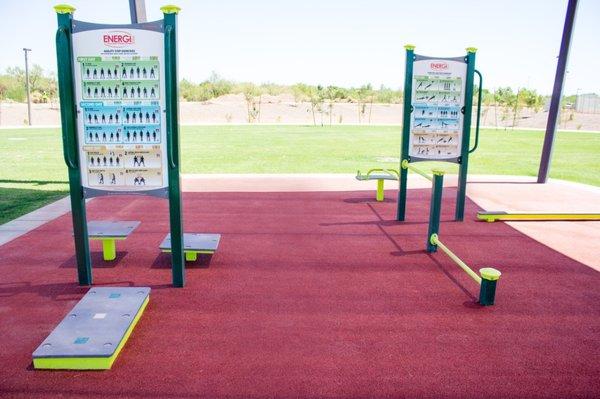 Rubber surface installation for a fitness area