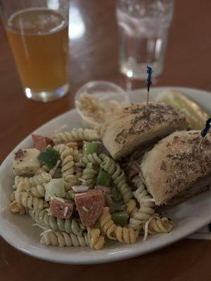 Beef on weck with pasta salad