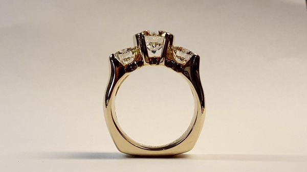 Three-stone ring profile shot