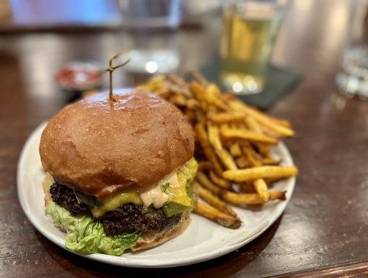 Great green chile cheeseburger. Not so great fries - way too salty.