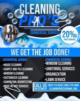 Cleaning pro’s Commerical Services