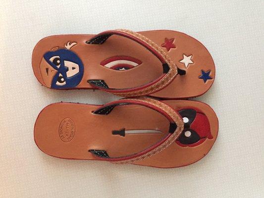 one of a kind leather flip flops