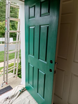 Freshly painted door.