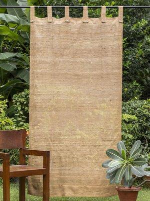 Raw silk curtain panel, choice of button tab top or rod pocket.