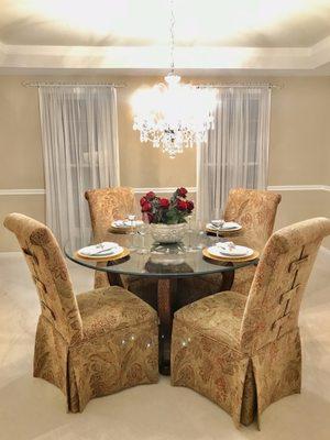 Staged dining room