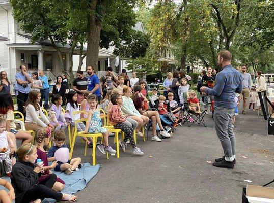 AJ holding court at our block party