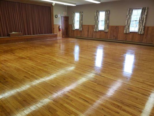 Baiting Hollow church rec room 1000sf sand and refinish