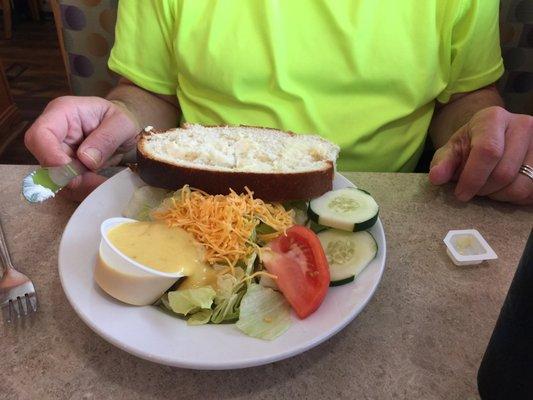 Great side salad with ABSOLUTELY DELICIOUS Homemade salad dressing and bread