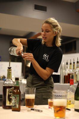 Nat, one of CBA's instructors, demonstrating a proper pour!