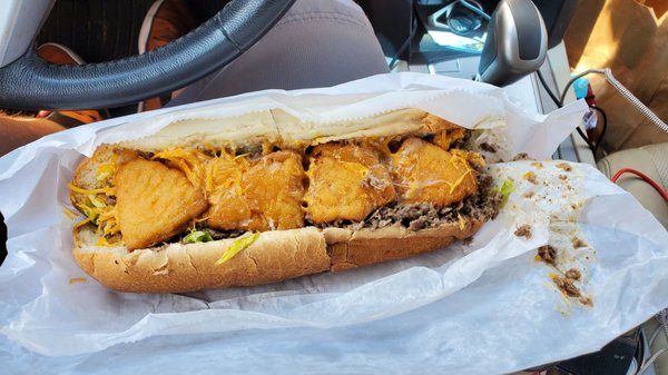 The Mac Attack Steak and Cheese sub itself.