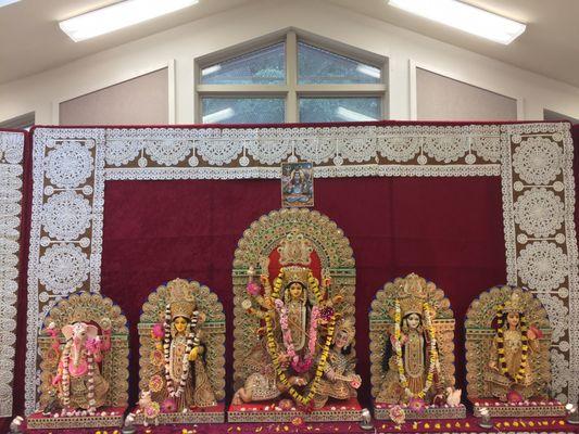 Durga puja ceremony at the community hall.