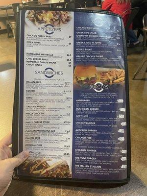 Menu (updated 1/2/2022)