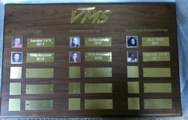 Perpetual recognition plaques, custom made for your Company or organization.