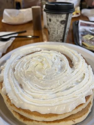 Blueberry pancakes with whipped cream