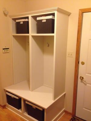 Built in custom mudroom bench with cubby storage