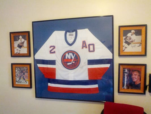 Some sports memorabilia in Dr Vinci's examination room. From his days working with the NY Islanders.