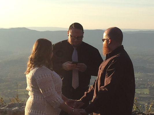 Marriage ceremony performed at Signal Knob Overlook on Skyline Drive, Front Royal, VA