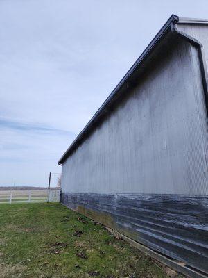 Back side of barn. We added 80 feet of 6 inch gutters and downspouts.