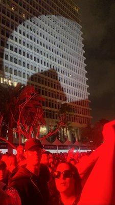 Carl Cox Silhouette on the building in downtown LA.