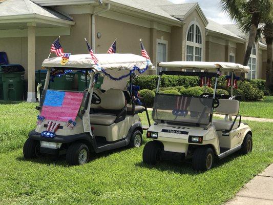 Fourth of July golf cart parade 2017.  Plenty of fun things to do.  Games, community choir and dances.