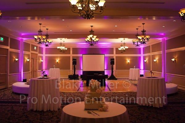 Uplighting and Video Slide Show setup at The Inn at Rancho Santa Fe