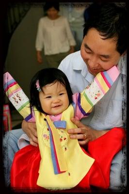 birthday girl and traditional korean outfit