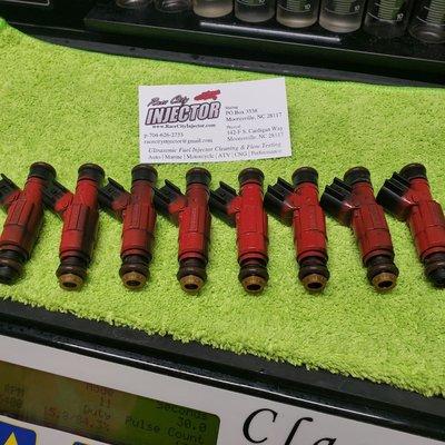 RCI provides fuel injector cleaning service for all types of gasoline fuel injectors including these Volvo Penta injectors.