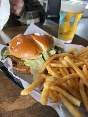 Excellent burger and fries.