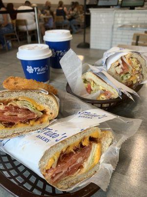 BLT Club Sandwich ($7.99) Bacon,Egg, & Cheese Sandwich ($7.99) Two Cappuccino's