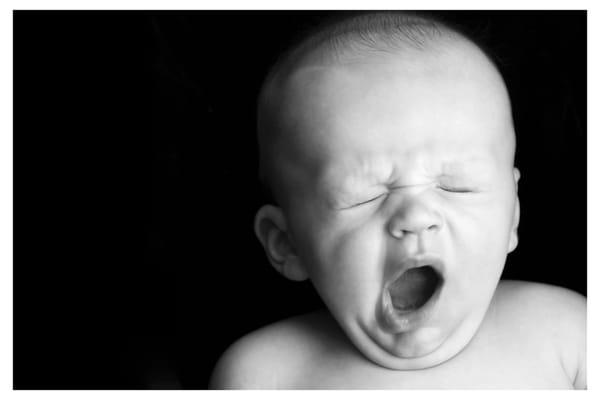 Yawning Baby: b&w silver gelatin print